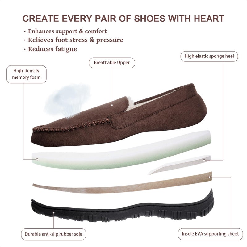 shoeslocker Slippers Men Size 8 Warm Slippers for Men Indoor Outdoor Slipper Brown - Image 4